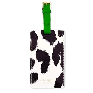 NWT Kate Spade Luggage Tag in Modern Leopard with a Green Strap